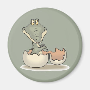 Niedlicher Alligator-Cartoon Hatching von Eggshell Magnet