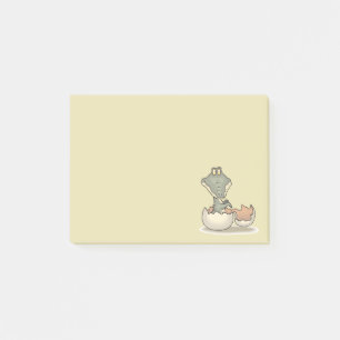 Niedlicher Alligator-Cartoon Hatching von Eggshell Post-it Klebezettel