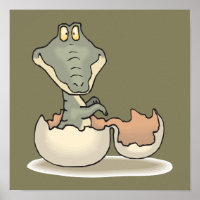 Niedlicher Alligator-Cartoon Hatching von Eggshell