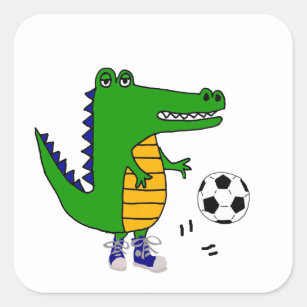 Niedlicher Alligator, der Fußball-oder Quadratischer Aufkleber