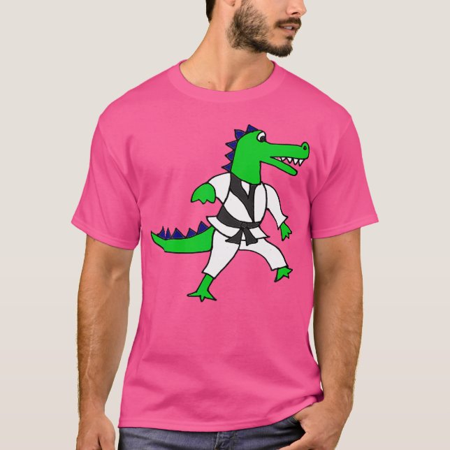 Niedlicher Alligator Doing Karate T-Shirt (Vorderseite)