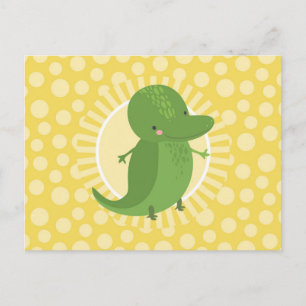 Niedlicher Alligator - Funny Yellow Green Crocodil Postkarte
