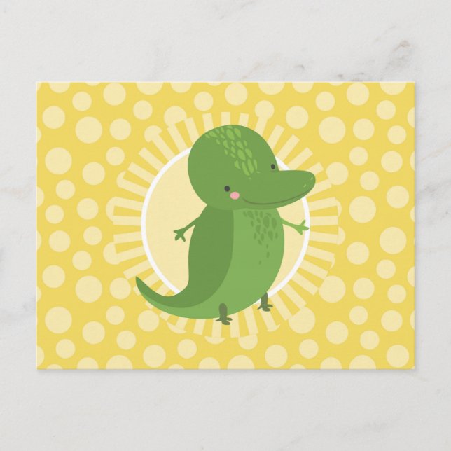 Niedlicher Alligator - Funny Yellow Green Crocodil Postkarte (Vorderseite)
