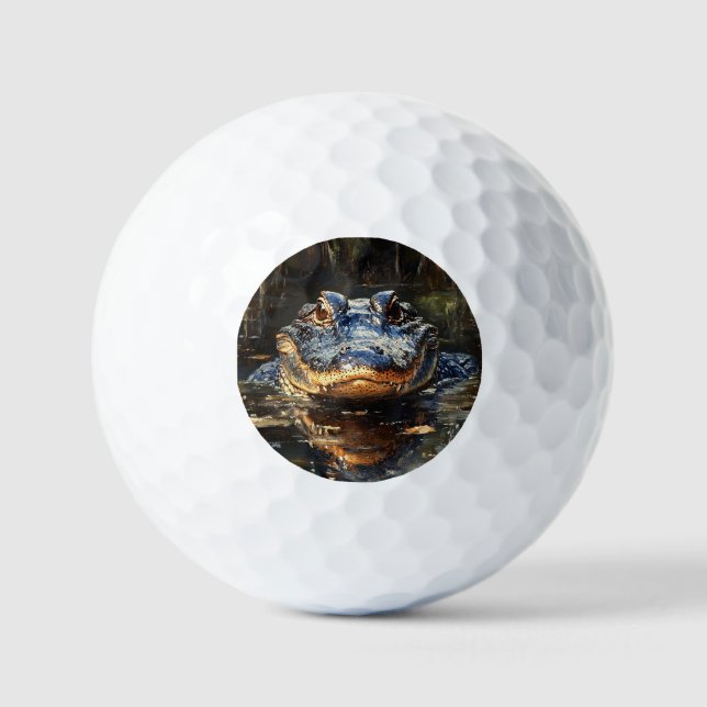 Niedlicher Alligator in der Florida Everglades Mal Golfball (Vorderseite)