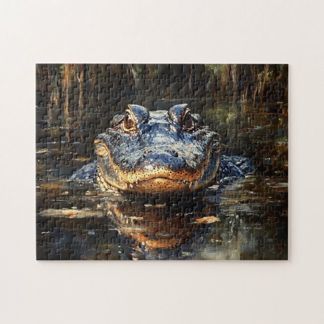 Niedlicher Alligator in der Florida Everglades Mal Puzzle (Horizontal)