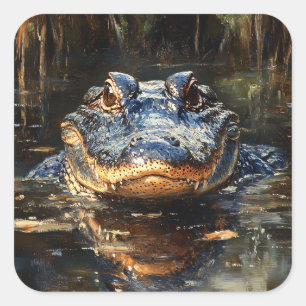 Niedlicher Alligator in der Florida Everglades Mal Quadratischer Aufkleber