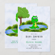 Niedlicher Alligator in Pond Boy Babydusche