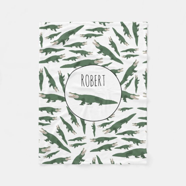 Niedlicher Alligator-Krokodil-Muster-Individuelle  Fleecedecke (Vorderseite)