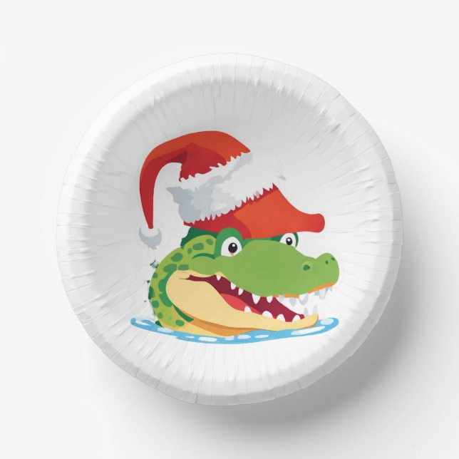 Niedlicher Alligator Krokodil Weihnachtsfeier Weih Pappteller (Vorderseite)