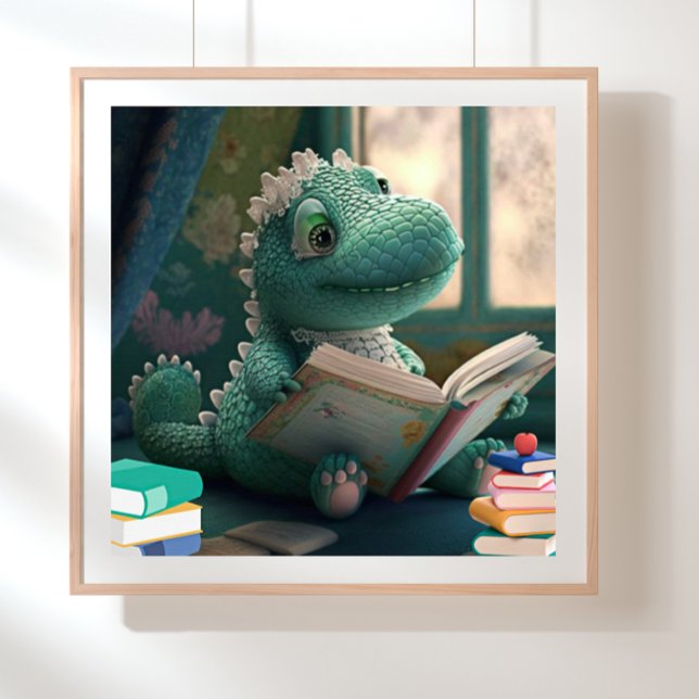 Niedlicher Alligator liest ein Buch Kinderzimmer A Poster (Von Creator hochgeladen)