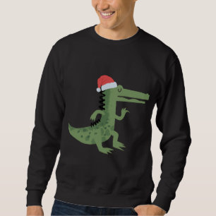 Niedlicher Alligator mit Weihnachtsmannmütze Weihn Sweatshirt