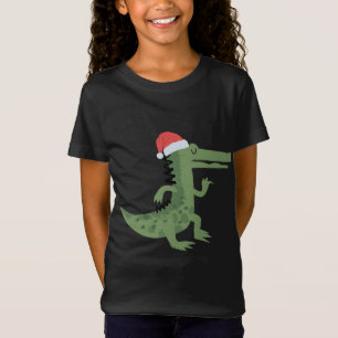 Niedlicher Alligator mit Weihnachtsmannmütze Weihn T-Shirt