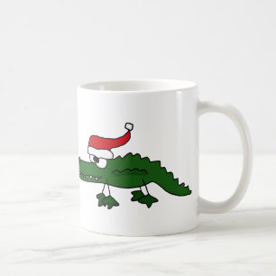 Niedlicher Alligatortragender Weihnachtshut Tasse
