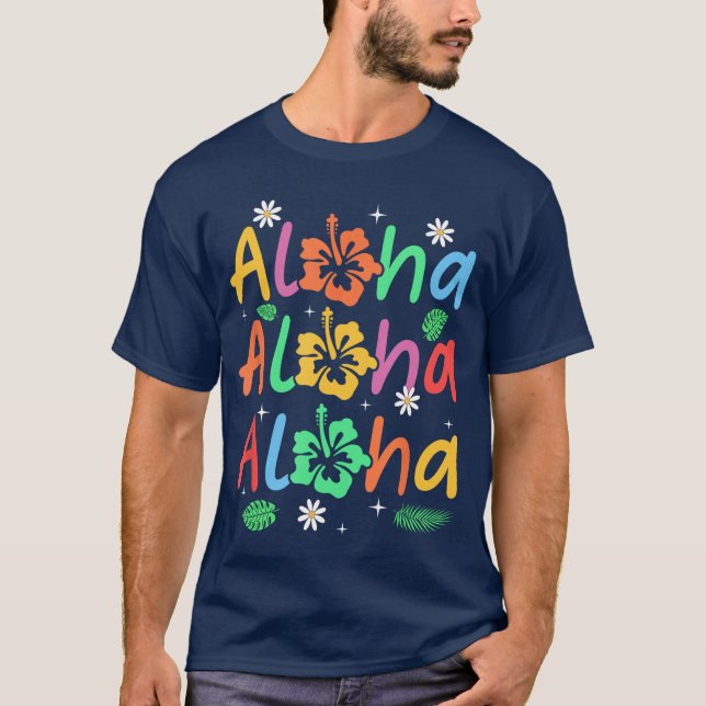 Niedlicher Aloha Hawaiian Summer Vacacation Hibisk T-Shirt (Vorderseite)