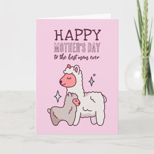 Niedlicher Alpaca Cartoon Happy Mother Day Karte (Vorderseite)