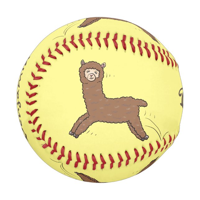 Niedlicher Alpaka-Cartoon Baseball (Vorderseite Links)