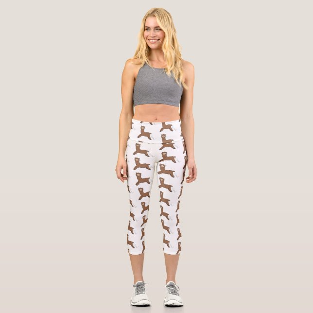 Niedlicher Alpaka-Cartoon Capri Leggings (Vorderseite)