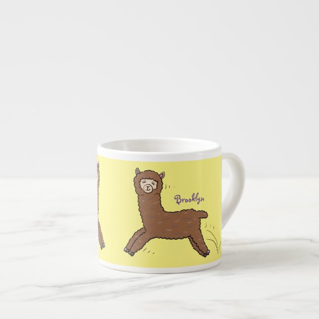 Niedlicher Alpaka-Cartoon Espressotasse (Vorderseite Rechts)