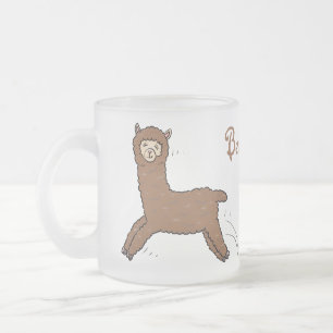 Niedlicher Alpaka-Cartoon Mattglastasse