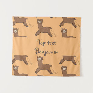 Niedlicher Alpaka-Cartoon Wandteppich