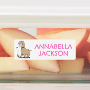 Niedlicher Alpaka mit personalisiertem Schmetterli Etiketten