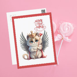 Niedlicher als Cupid Chibi Cat Valentine Feiertagspostkarte