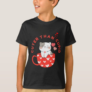 Niedlicher als Cupid Kawaii Katze in Tasse Pelz Ma T-Shirt