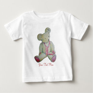 niedlicher alter Teddybär mit rotem Bogen für Kind Baby T-shirt