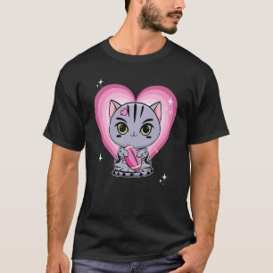 Niedlicher Amerikaner Kurzkatze Pink Football T-Shirt