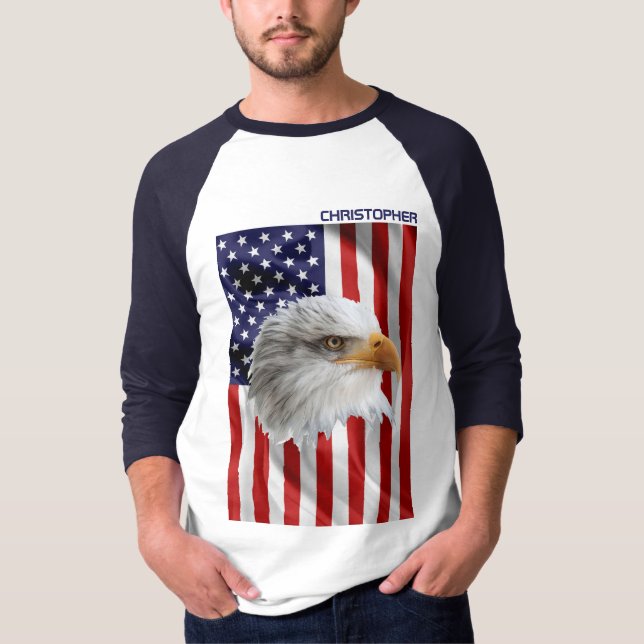 Niedlicher amerikanischer Adler, USA-Flagge, Patri T-Shirt (Vorderseite)
