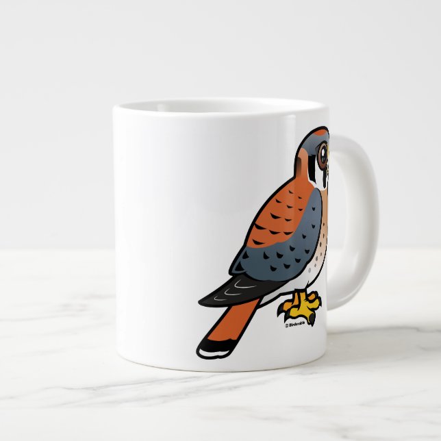 Niedlicher amerikanischer Kestrel Jumbo-Tasse (Vorderseite Rechts)