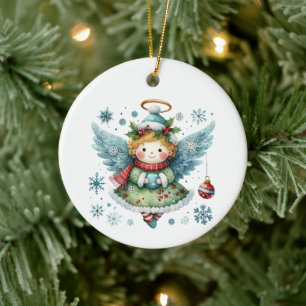 Niedlicher Angel Folk Art Style Keramik Ornament