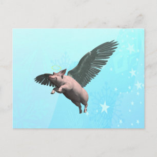 Niedlicher Angel Pig im Himmel Postkarte