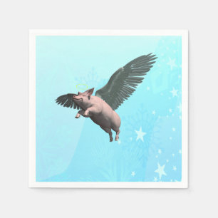 Niedlicher Angel Pig im Himmel Serviette
