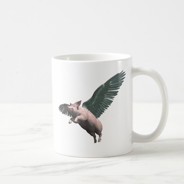 Niedlicher Angel Pig im Himmel Tasse (Rechts)