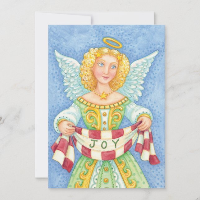 Niedlicher Angelic Christmas Engel mit Joy-Einladu Einladung (Vorderseite)