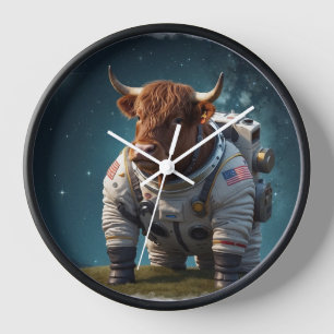 Niedlicher Angus Bull in einem Raum Uhr