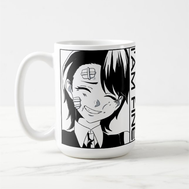 Niedlicher Anime-Charakter: "I'M FINE" Kaffeetasse (Links)