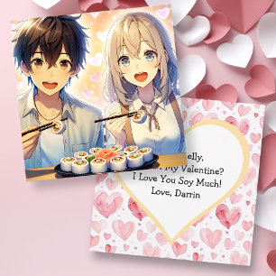 Niedlicher Anime-Sushi-Pun Valentinstag Einladung