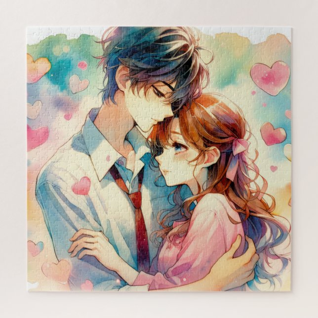 Niedlicher Anime-Themed Valentinstag Puzzle (Vertikal)