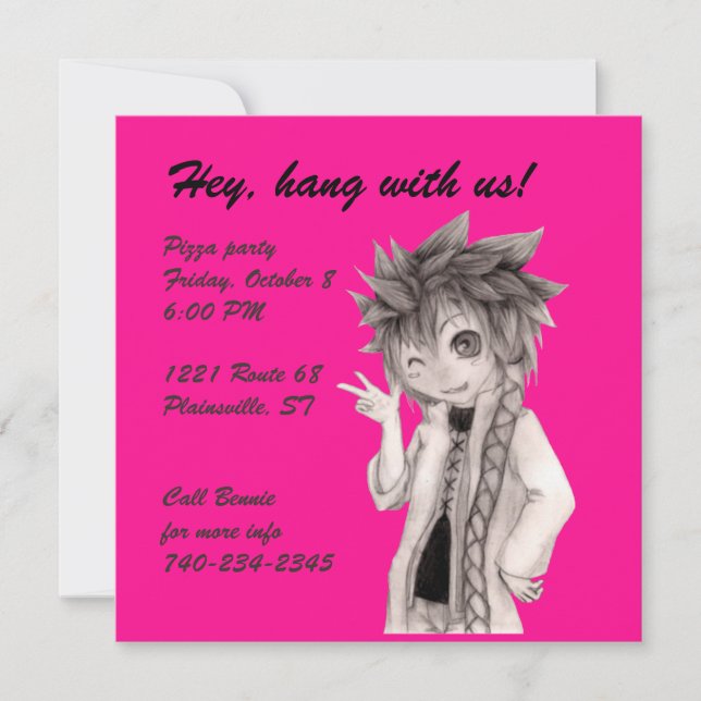 Niedlicher Anime-Typ, Original Zeichnend Einladung (Vorderseite)