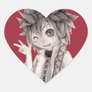 Niedlicher Anime-Typ, Original Zeichnend Herz-Aufkleber