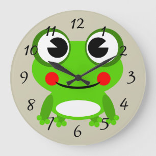 Niedlicher animierter Frosch Große Wanduhr