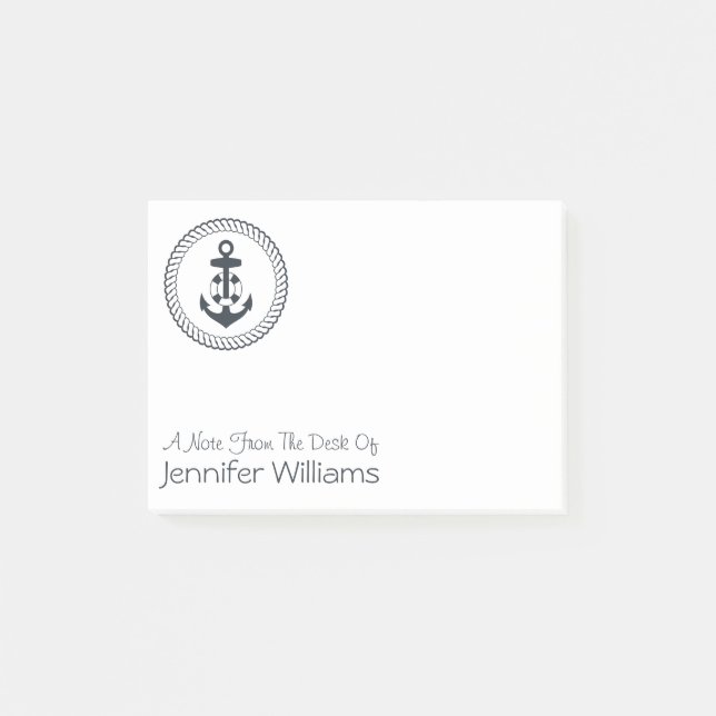 Niedlicher Anker | addieren Ihren Namen Post-it Klebezettel (Vorderseite)