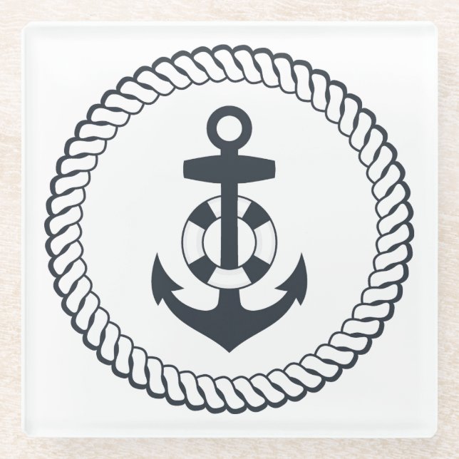 Niedlicher Anker Glasuntersetzer (Vorderseite)