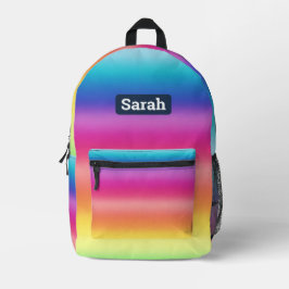 Niedlicher, anpassbarer Regenbogenbuchsrucksack Bedruckter Rucksack