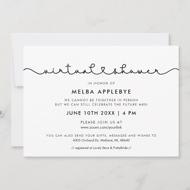 Niedlicher Anschluss eines Schriftartes mit Herzfu Einladung (Vorderseite)