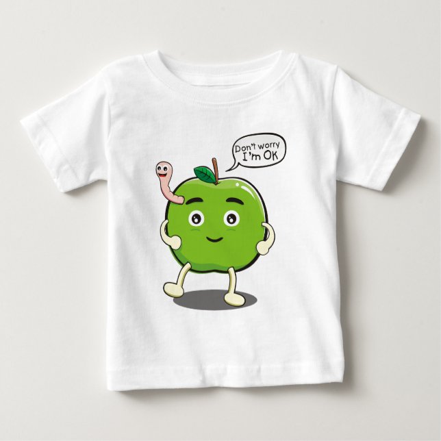 niedlicher Apfel mit niedlichem Wurm Baby T-shirt (Vorderseite)
