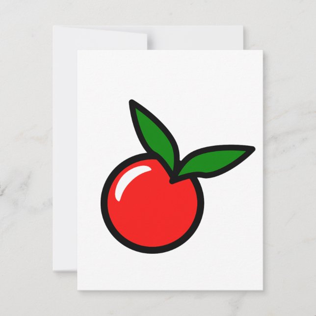 Niedlicher Apfel oder Kirsche, Fun Kitchen Frucht  Mitteilungskarte (Vorderseite)
