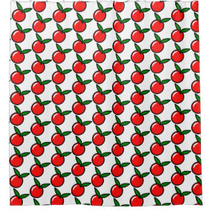 Niedlicher Apple Cherry Red Fruit Spaß Küche Carto Duschvorhang